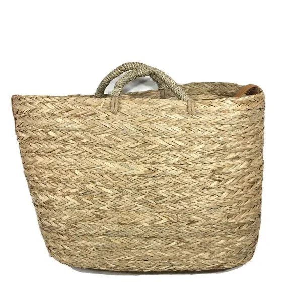 Hearth & Hand With Magnolia Natural Grass Woven Tote Bag 14 X 20” - Picture 2 of 12